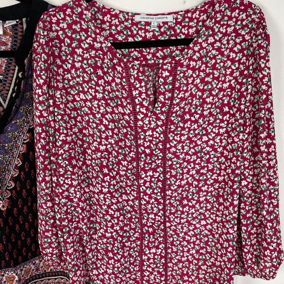 Max Studio Emma G & Collective Concepts Blouse Top LOT of 3 Size Large Floral - Picture 2 of 4